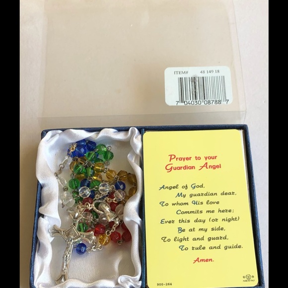 Italy New Old Stock Guardian Angel Multi Color Rainbow INRI Rosary - Picture 9 of 11